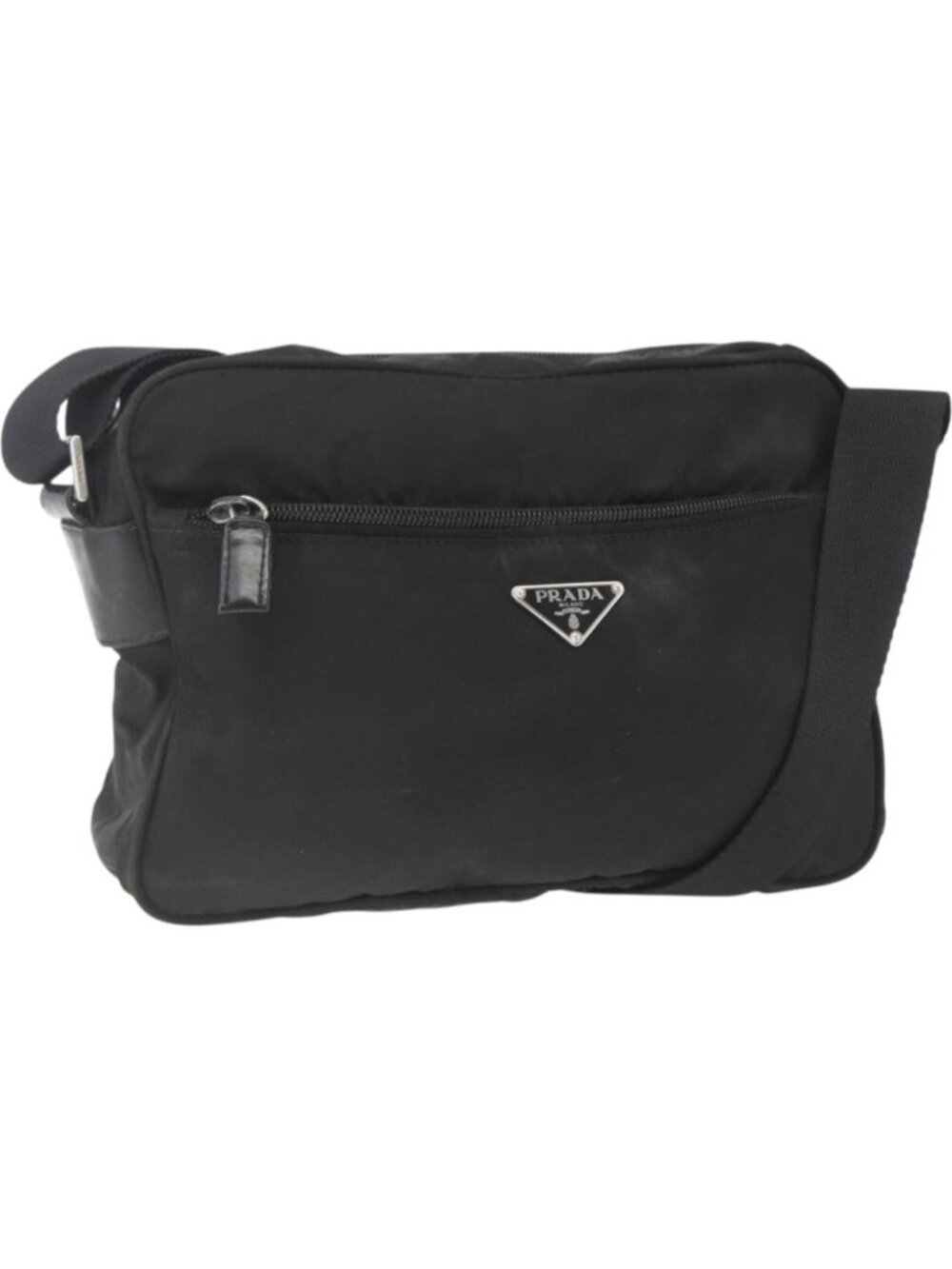 PRADA Shoulder Bag Nylon Black Silver